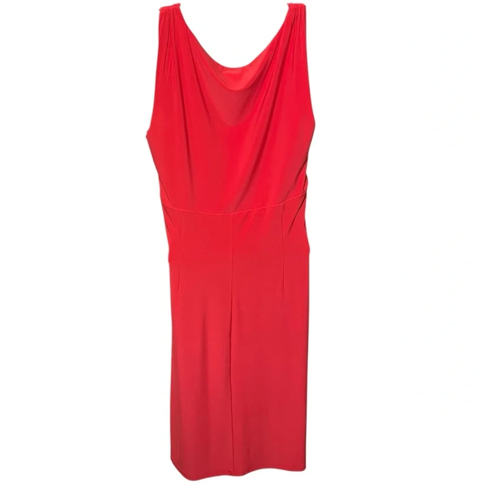 Ralph Lauren Red Sleeveless Faux Wrap Draped Sheath Dress Size 12